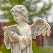 Zaer Ltd International 39" Tall Magnesium Angel Statue Reading a Book in Antique White "Symone" ZR341639-AW View 5