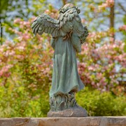 Zaer Ltd International 39" Tall Magnesium Angel Statue Holding Bouquet in Bronze "Sopia" ZR341939-BZ View 5