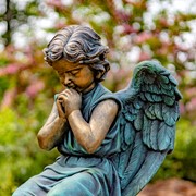 Zaer Ltd International 28" Tall Magnesium Angel Statue Sitting and Praying in Antique Bronze "Evie" ZR311828-BZ View 5