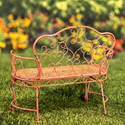 Zaer Ltd. International Esme Iron Garden Bench with Heart Designs in Pink "Paris 1968" ZR200485-PK View 5