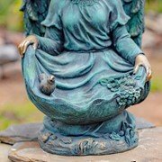 Zaer Ltd International 24" Tall Kneeling Angel Child Statue & Birdbath in Antique Bronze "Cassiel" ZR253524-BZ View 5