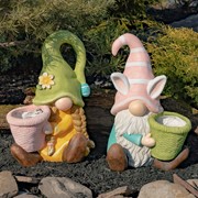 Zaer Ltd. International Set of 2 Assorted Spring Garden Gnomes with Planters ZR218035-SET View 5