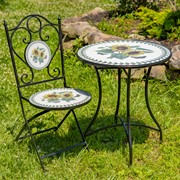 Zaer Ltd. International "Odessa" Round Mosaic Bistro Set ZR852484-94-SET View 5