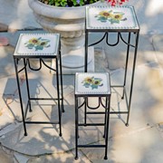 Zaer Ltd. International "Marisol" Set of 3 Square Nesting Iron Mosaic Plant Stands ZR842945 View 5