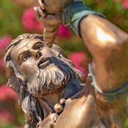 Zaer Ltd. International Pre-Order: 52" Tall Magnesium Merman Garden Statue w/ Seashell Spyglass "Peter" ZR343252-BZ View 5