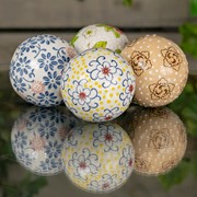 Zaer Ltd International Set of 4 Assorted 4" Round Ceramic Sailor Balls "Hinami" - Natural Tones ZR088205 View 5