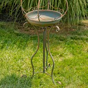 Zaer Ltd. International 45" Tall Bronze Iron Birdbath with Ceramic Sailor Ball Accent "Mizu" ZR200534-BZ View 5