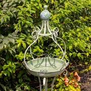 Zaer Ltd. International Pre-Order: 45" Tall Green Iron Birdbath with Ceramic Sailor Ball Accent "Mizu" ZR200534-GR View 5