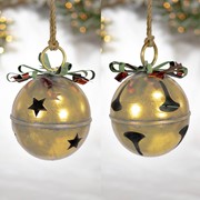 Set of 9 Assorted Antique Gold Oversized Hanging Metal Christmas Bells
