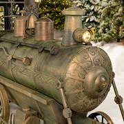 Zaer Ltd. International 12.5ft. Large Antique Bronze Train with Cart & Lanterns "The North Pole Express" ZR200777-BZ View 5