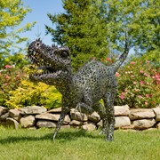 Zaer Ltd International 5.6ft. Tall Crouching Tyrannosaurus Rex Outdoor Metal Statue "T-Bone" ZR220915 View 5