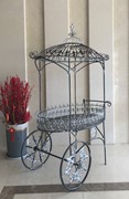 Zaer Ltd. International Pre-Order: "La Rochelle" Parisian Inspired Iron Flower Cart in Verdi Green ZR200424-VG View 5