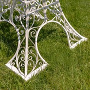 Zaer Ltd. International 9ft. Tall Two-Tier Eiffel Tower- Inspired Iron Plant Stand in Antique White ZR220882-AW View 5