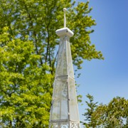 Zaer Ltd. International 10.6ft. Tall Eiffel Tower-Inspired Two-Tiered Metal Plant Stand in Antique White ZR220883-AW View 5