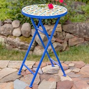 Zaer Ltd. International "Nantucket" 23in. Tall Mosaic Folding Plant Stand - White/Yellow/Blue ZR850716 View 5