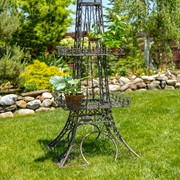 Zaer Ltd. International 10.6ft. Tall Eiffel Tower-Inspired Two-Tiered Metal Plant Stand in Copper-Brown ZR220883-CB View 5