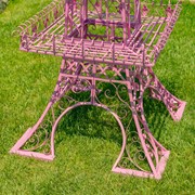 Zaer Ltd. International 9ft. Tall Two-Tier Eiffel Tower-Inspired Iron Plant Stand in Antique Pink ZR220882-PK View 5