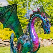 Zaer Ltd International 6ft. Tall Large Metal Dragon Statue with Oil-Slick Finish "Fiery Falkor" ZR190859 View 5