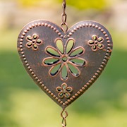 Zaer Ltd International 96.25" Long Antique Bronze Iron Rain Chain with Hearts & Bell Accents ZR235176 View 5