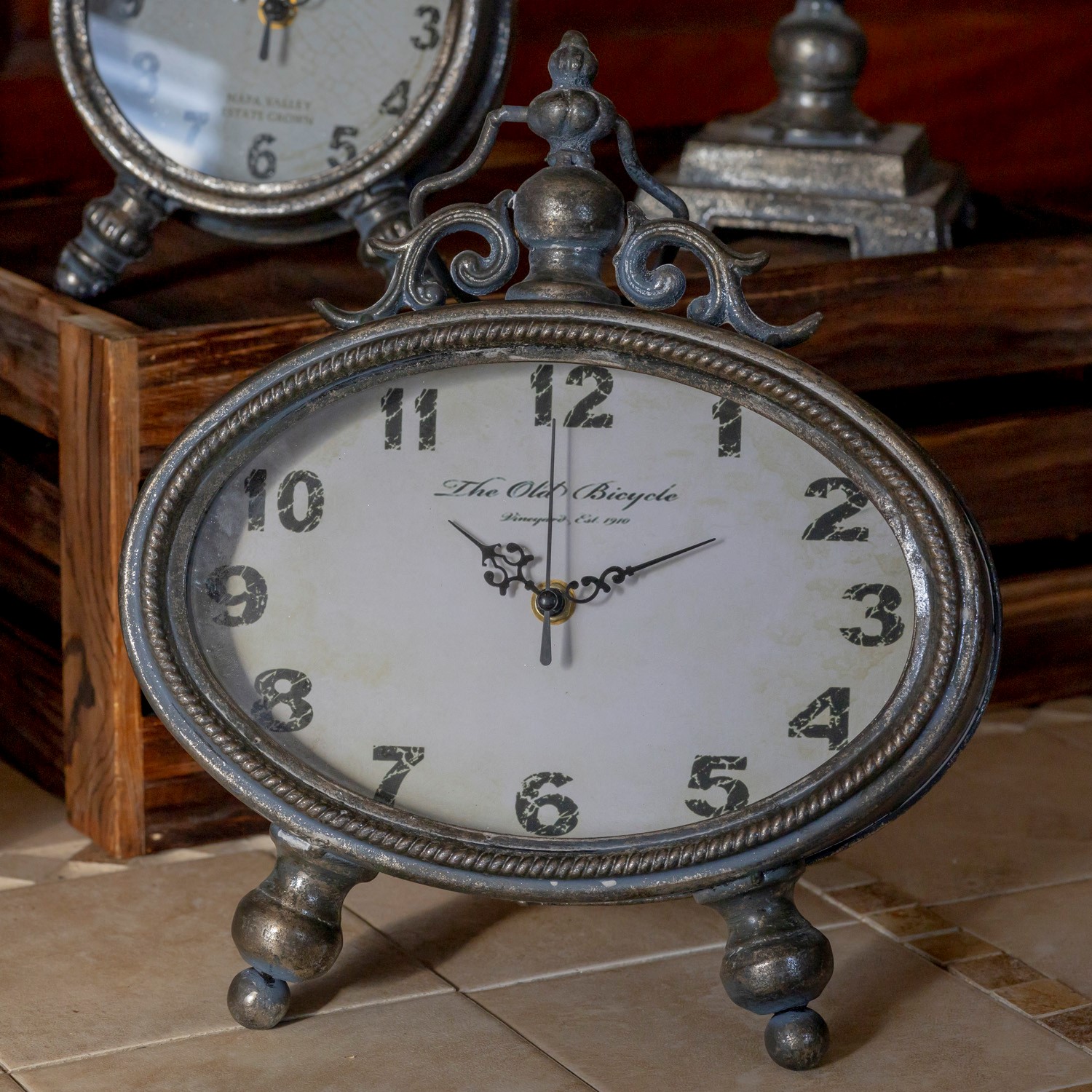 Set of 6 Assorted French Inspired Tabletop Clocks with Frosted