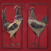 Zaer Ltd. International Set of 2 Rooster and Hen Three-Dimensional Framed Hanging Wall Decor ZR140937 View 6