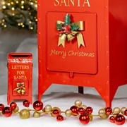 Zaer Ltd International Set of 3 Glossy Red Christmas Mailboxes with Gold Details ZR140302-SET View 6