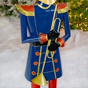 Zaer Ltd International 59" Tall Iron Christmas Blue Nutcracker Holding Trumpet "Harold" ZR131168 View 6