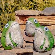 Zaer Ltd International Pre-Order: Set of 3 Solar "Rock" Frogs with Light Up Eyes VA100005-SET View 6