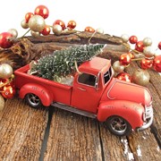 Zaer Ltd International 15" Distressed Red Pickup Truck with Christmas Tree ZR361100 View 6