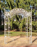 Zaer Ltd International 10.5ft. Tall Rectangular Arched Garden Gazebo in Antique White "Mahekal" ZR180064-AW View 6