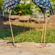 Zaer Ltd International 30" Tall Set of 2 Painted Iron Blue Crane Figurines ZR801002-SET View 6