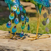 Zaer Ltd. International 22" Tall Set of 2 Metallic Painted Iron Peacock Figurines ZR801004-SET View 6