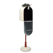 Zaer Ltd International 42" Tall Standing "Santa's Mail" Christmas Mailbox with LED Wreath in Ant. White ZR361849-AW View 6