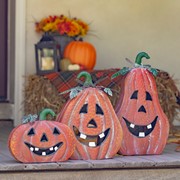 Zaer Ltd. International Set of 3 Metal Jack-O-Lantern Candleholder Decorations ZR090340-SET View 6