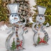 Zaer Ltd. International Set of 2 Galvanized Cookie Cutter Snowmen with Christmas Trees & Reindeer ZR190301-SET View 6