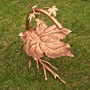 Zaer Ltd International Pre-Order: 29" Tall Antique Copper Maple Leaf Birdbath with Birds ZR180154-CP View 6