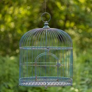 Zaer Ltd International Pre-Order: Set of 2 Iron Bird Cage Decorations in Antique Blue ZR190546-BL View 6