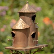 Zaer Ltd. International 74.25" Tall Plump Cylinder Triple Birdhouse Stake with Conical Roof in Copper ZR200251-CP View 6