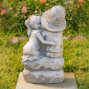 Zaer Ltd International Pre-Order: 30"T. Sweet Country Boy & Girl Garden Statue in Grey "Johnny & June" ZR200087-GY View 6