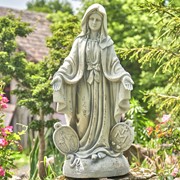 Zaer Ltd International Pre-Order: 36" Tall Mother Mary Garden Statue in Antique Grey ZR551360-GY View 6