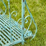 Zaer Ltd International 5ft. Long Antique Style Iron Garden Bridge in Rusty Blue "Paris 1968" ZR140960-BL View 6