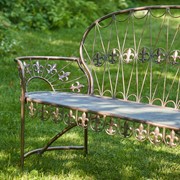 Zaer Ltd International "La Rochelle - Paris 1968" Iron Garden Bench with Curved Back in Antique Copper ZR191170-CP View 6