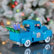 Zaer Ltd International Mini Metal Truck with Christmas Tree and Gifts in Antique Blue ZR362103-BL View 6