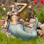 Zaer Ltd International 36" Long Mermaid Reclining on Rock MGO Garden Statue in Antique Bronze "Camree" ZR341036-BZ View 6