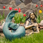 Zaer Ltd International Pre-Order: 37"T. Mermaid Lying Down Garden Statue in Antique Bronze "Finnleigh" ZR341137-BZ View 6