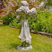 Zaer Ltd International 39" Tall Magnesium Angel Statue Holding Cat in Antique White "Nicole" ZR341539-AW View 6