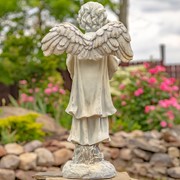 Zaer Ltd International 39" Tall Magnesium Angel Statue Reading a Book in Antique White "Symone" ZR341639-AW View 6