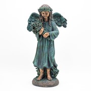 Zaer Ltd International 39" Tall Magnesium Angel Statue Holding Bouquet in Bronze "Sopia" ZR341939-BZ View 6