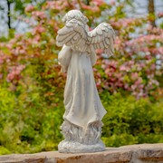 Zaer Ltd International 39" Tall Magnesium Angel Statue Holding Bouquet in White "Sopia" ZR341939-AW View 6