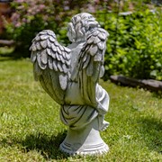 Zaer Ltd International 28" Tall Magnesium Angel Statue Sitting and Praying in Antique White "Evie" ZR311828-AW View 6